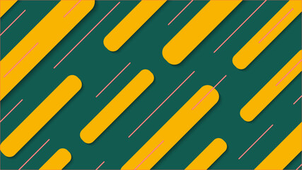 Abstract minimal geometric shapes composition on green background.