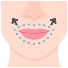 Lips surgery icon. Flat design. For presentation.