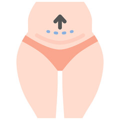 Abdominal liposuction icon. Flat design. For presentation.