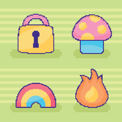 pixel art four items