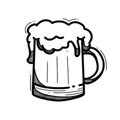 Vector illustration of beer in doodle style, drink icon isolated in white background 