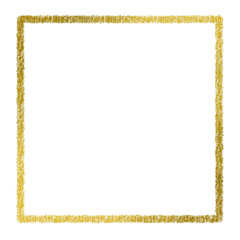 Gold square frame element with line border png.