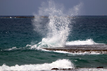 Coast of the Mediterranean Sea in northern Israel.