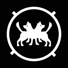 Two white dog circle animal logo 