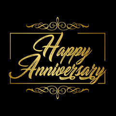 luxury style happy anniversary text banner golden vector icon