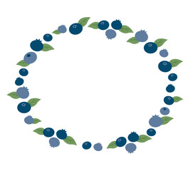 ブルーベリーのイラストの楕円形フレーム