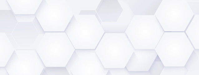 Abstract white geometric hexagon shape with green energy technology concept background. Vector illustration