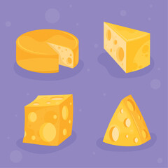 four cheeses types icons