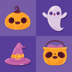 four halloween celebration icons