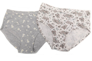 Two Pairs of underwear woman isolated. Close-up of a luxurious comfortable panties isolated on a...