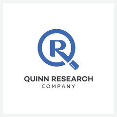 magnifying glass letter q and r logo for search company