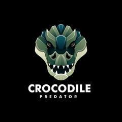 Vector logo illustration Crocodile gradient colorful style