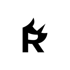 vector logo with the initial r shaped like a horned rhinoceros head
