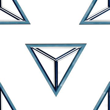 Tetrahedron. Digital illustration. Pencil and watercolor effect. Art print for wrapping paper, digital screens. High quality image for printing. Endless repeatable pattern. 600 dpi