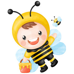 Baby Honey Bee Watercolor Clipart