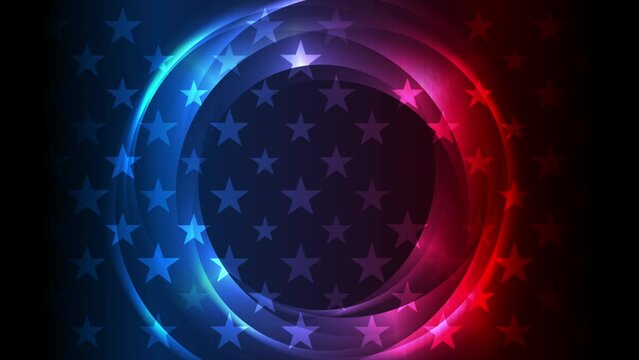 Blue red glowing USA flag colors abstract background. Seamless looping motion design. Video animation Ultra HD 4K 3840x2160