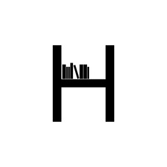 the initial letter h added a book above it looks like a bookshelf can be used for sketches, fonts, logos, designs, vectors, symbols, business, branding, companies, and so on