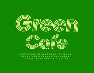 Vector eco logo Green Cafe. Bright stylish Font. Trendy Alphabet Letters and Numbers