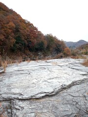 長瀞の岩畳と紅葉