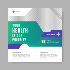 Clean Modern Medical healthcare flyer social media post Banner. - Vector.