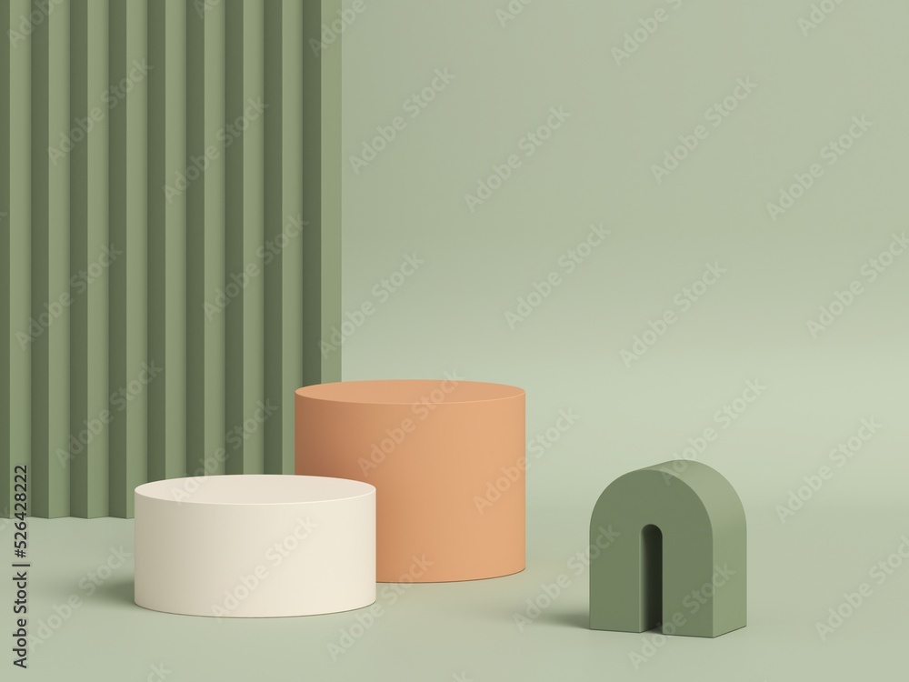 Poster background 3d scene with podium, minimal product display mock up scene and geometric shape object. 3