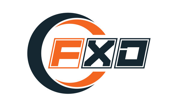 FXD three-letter circle logo design. custom font logo vector template | abstract logo | word mark logo | letter mark logo | business logo | minimalist logo | font logo |