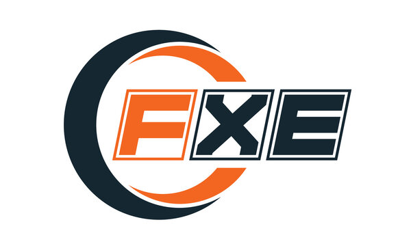 FXE three-letter circle logo design. custom font logo vector template | abstract logo | word mark logo | letter mark logo | business logo | minimalist logo | font logo |