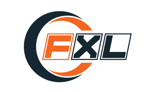 FXL three-letter circle logo design. custom font logo vector template | abstract logo | word mark logo | letter mark logo | business logo | minimalist logo | font logo |