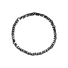 Hand drawn circle line badge. Rustic, grunge style circle badge for frame, label, burst border. Vector illustration. Drawn brush scribble line.