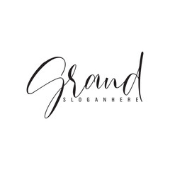 Black & white signature logo design 