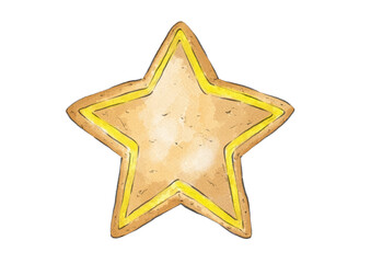 星型のクリスマスクッキーのイラスト（水彩風）