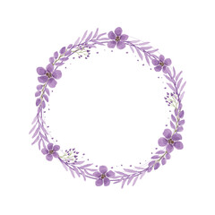 Thank you floral frame with watercolor soft purple floral 