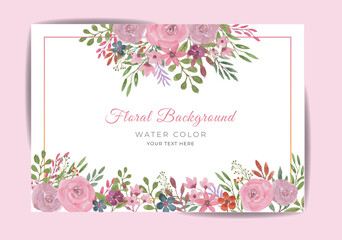 Watercolor hand-drawn floral wedding card design Background