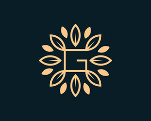 Letter G Leaf Circle Logo Concept sign icon symbol Design. Floral, Herbal, Natural, Eco Logotype. Vector illustration template