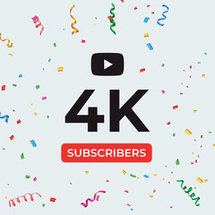 Thank you 4k or 4 thousand subscribers celebration template. Premium design for social media story, web banner, social media banner celebration, social site posts, achievement, poster.