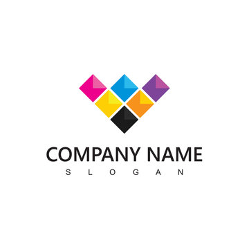 Colorful Diamond Logo, Multimedia Concept Suitable For Painting And Printing Company Symbol