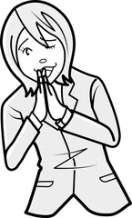 お願い、謝罪をするビジネスウーマン