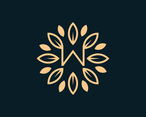 Letter W Leaf Circle Logo Concept sign icon symbol Design. Floral, Herbal, Natural, Eco Logotype. Vector illustration template