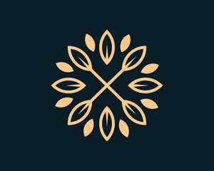 Letter X Leaf Circle Logo Concept sign icon symbol Design. Floral, Herbal, Natural, Eco Logotype. Vector illustration template