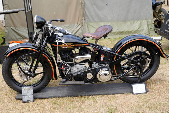 Harley davidson wla 45 motorcycle vintage old timer restored black ancient motorbike from us american bike