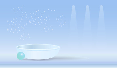 The interior is in bright colors with bright spotlights. Vector 3d illustration.