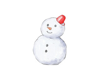 シンプルな2段雪だるまのイラスト（水彩風）