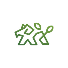 Goat Leaf Line Modern Ecology Logo, goat minimalistic drawing line art illustration, goat line logo icon design template flat vector