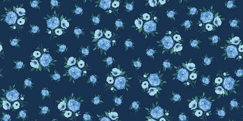 Fototapeta na wymiar Design of spring print with flowers for textile and dresses