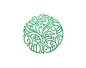 Floral Flower Logo Concept symbol sign icon Design. Spa, Herbal, Natural, Eco Logotype. Vector illustration template