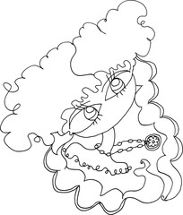 black and white Beauty Hair Pattern Design vector drawing	