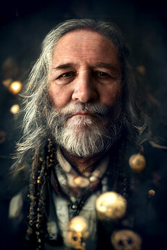 Old pirate - portrait mixed with AI-made image