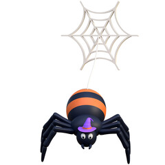 spider wearing witch hat halloween 3d icon illustration