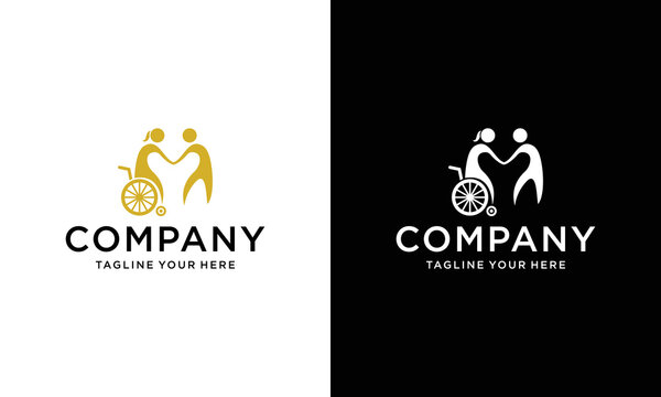 icon or logo template for disabilities foundation. on a black and white background.