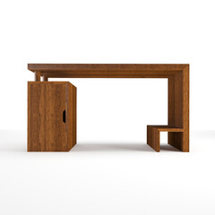 modern minimal furniture with white background studio style, its mixer of different wooden vs concrete textures, some are wire-frame furniture some are good quality pink furniture